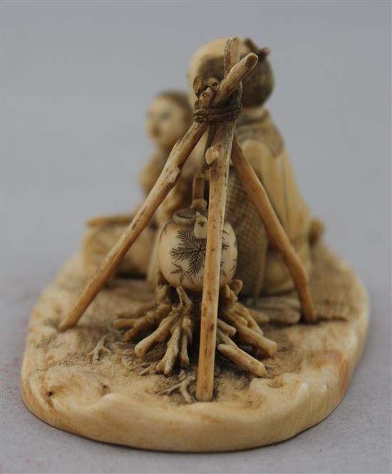 A Japanese ivory okimono, Meiji period, 7.6cm., slight losses